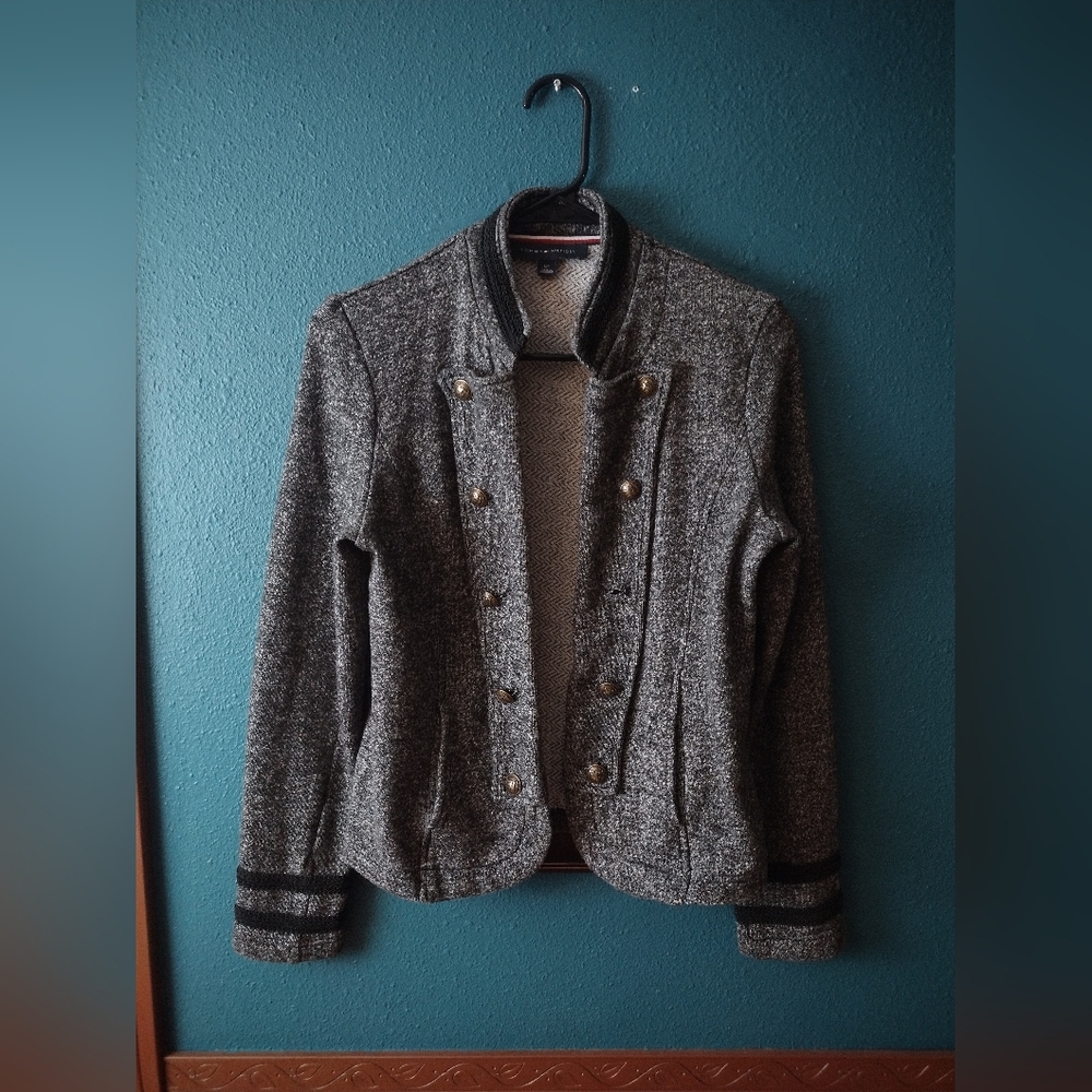 Tommy Hilfiger Military Style Sweater Knit Jacket